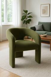 Stratus Interiors Oslo Modern Bouclé Accent Chair - Sculptural Contemporary Armchair in Green - thumbnail 2