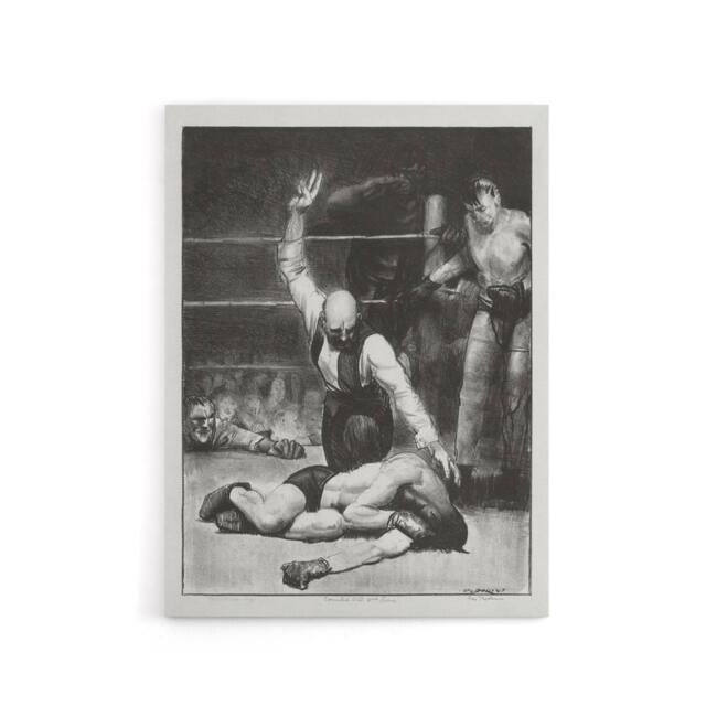 "Artery8 George Bellows Counted Out Second Stone Boxing Canvas Wall Art Print in Grey - Size: W12"" x H16""" - image 1
