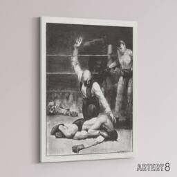"Artery8 George Bellows Counted Out Second Stone Boxing Canvas Wall Art Print in Grey - Size: W12"" x H16""" - thumbnail 2