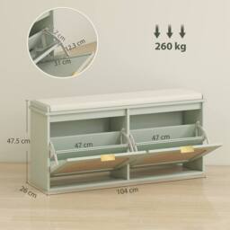 EONLION Green Shoe Bench with Seat Cushion - Size: 100 cm - thumbnail 2