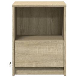 Berkfield Home Bedside Cabinets with LED Lights 2 pcs Sonoma Oak Engineered Wood in Brown - thumbnail 6