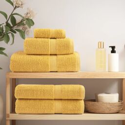 Berkfield Home 8 Piece Premium Towel Set SOLUND Gold 600 gsm - thumbnail 3