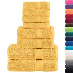 Berkfield Home 8 Piece Premium Towel Set SOLUND Gold 600 gsm - thumbnail 2