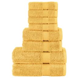 Berkfield Home 8 Piece Premium Towel Set SOLUND Gold 600 gsm - thumbnail 1