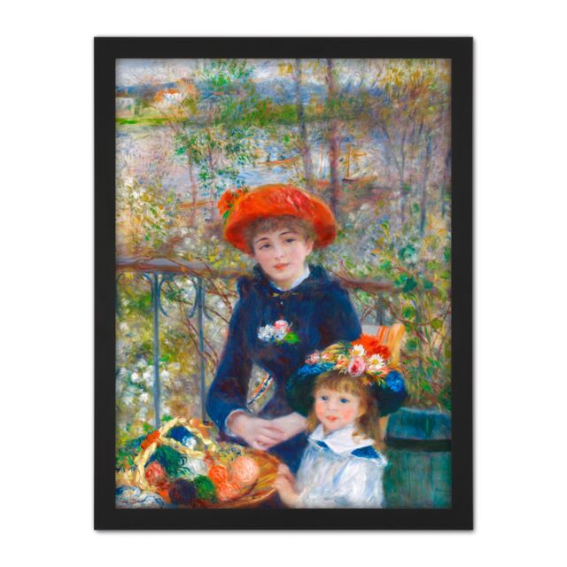 "Artery8 Wall Art Print Renoir Two Sisters On The Terrace Large Framed Wall Décor Art in White - Size: W18"" x H24""" - image 1