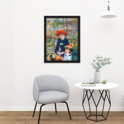 "Artery8 Wall Art Print Renoir Two Sisters On The Terrace Large Framed Wall Décor Art in White - Size: W18"" x H24""" - thumbnail 2