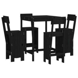 Berkfield Home 5 Piece Garden Bar Set Black Solid Wood Pine