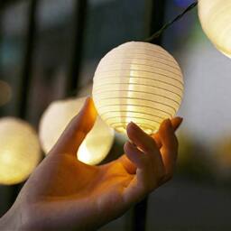 Bright Zeal 2*Battery-Operated White Cloth Lantern String Lights 3m with Timer - thumbnail 5