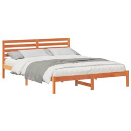 Berkfield Home with Headboard Wax brown 160 x 220 cm Solid pine wood - thumbnail 3