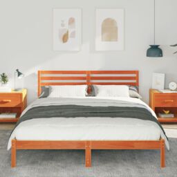 Berkfield Home with Headboard Wax brown 160 x 220 cm Solid pine wood - thumbnail 5