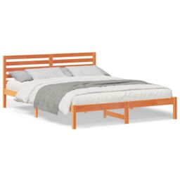 Berkfield Home with Headboard Wax brown 160 x 220 cm Solid pine wood - thumbnail 4