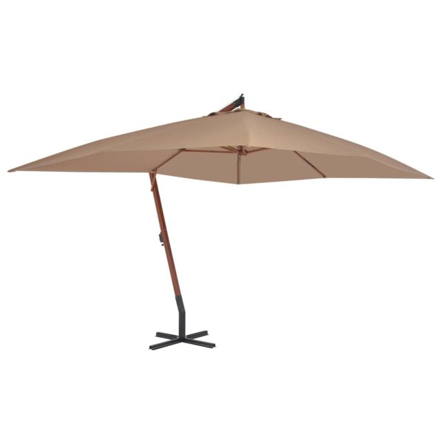 Berkfield Home Cantilever Umbrella with Wooden Pole 400x300 cm Taupe in Beige - image 1