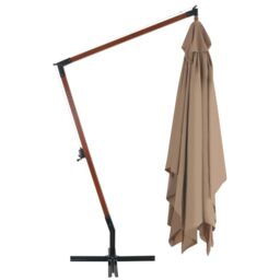 Berkfield Home Cantilever Umbrella with Wooden Pole 400x300 cm Taupe in Beige - thumbnail 3
