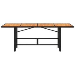 Berkfield Home Garden Table with Acacia Wood Top Black 190x80x75 cm Poly Rattan - Size: 190 x 80 x 75 cm - thumbnail 4