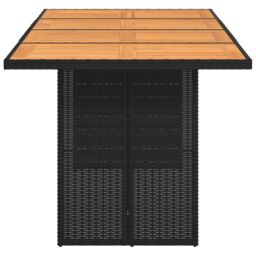 Berkfield Home Garden Table with Acacia Wood Top Black 190x80x75 cm Poly Rattan - Size: 190 x 80 x 75 cm - thumbnail 5