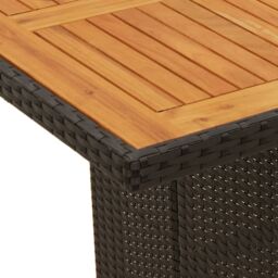Berkfield Home Garden Table with Acacia Wood Top Black 190x80x75 cm Poly Rattan - Size: 190 x 80 x 75 cm - thumbnail 8