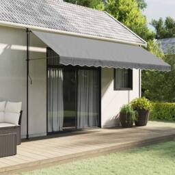 Berkfield Home Replacement Fabric for Awning Valance Anthracite Stripe 4.5 m in Black - thumbnail 1