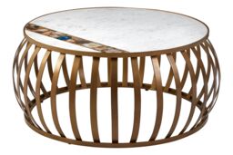 Orsina Premium Round Coffee Table, Marble Top Decorative Coffee Table For Livingroom, Durable Modern Coffee Table in White - thumbnail 2