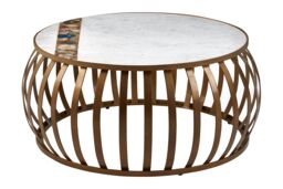 Orsina Premium Round Coffee Table, Marble Top Decorative Coffee Table For Livingroom, Durable Modern Coffee Table in White