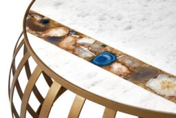 Orsina Premium Round Coffee Table, Marble Top Decorative Coffee Table For Livingroom, Durable Modern Coffee Table in White - thumbnail 3