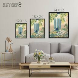 "Artery8 Hokusai Yoro Waterfall Framed Canvas Japanese Wall Art Print - Size: W12"" x H16""" - thumbnail 4