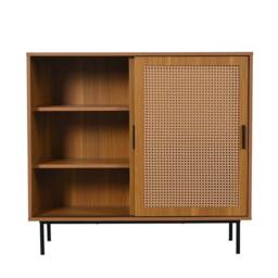 ERGOVEXA Sideboard Storage Cupboard Rattan Sliding Barn Doors Kitchen Cabinet in Brown - thumbnail 4
