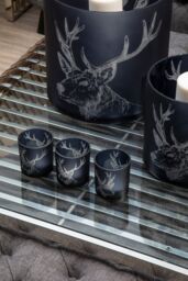 Orsina Large Blue Stag Candle Holder, Blue Glass Construction Candle Holder, Stag Motif with Attractive Details - thumbnail 3