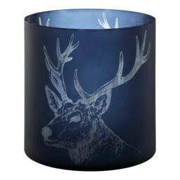 Orsina Large Blue Stag Candle Holder, Blue Glass Construction Candle Holder, Stag Motif with Attractive Details - thumbnail 2