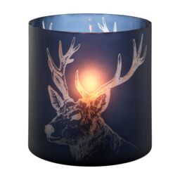 Orsina Large Blue Stag Candle Holder, Blue Glass Construction Candle Holder, Stag Motif with Attractive Details