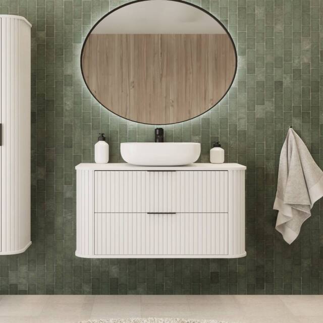 Heze Furniture Elegance Glamour Style 2 Drawer Bathroom Vanity Cabinet 120cm in White - image 1
