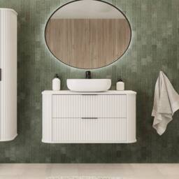 Heze Furniture Elegance Glamour Style 2 Drawer Bathroom Vanity Cabinet 120cm in White - thumbnail 1