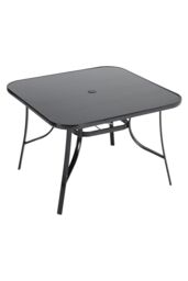 Garden Sanctuary 5 Pcs Square Outdoor Garden Tempered Glass Table & Chair Set in Black - thumbnail 4