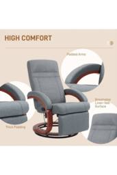 ERGOVEXA 135° Manual Reclining Swivel Chair, Footrest, Grey - thumbnail 5