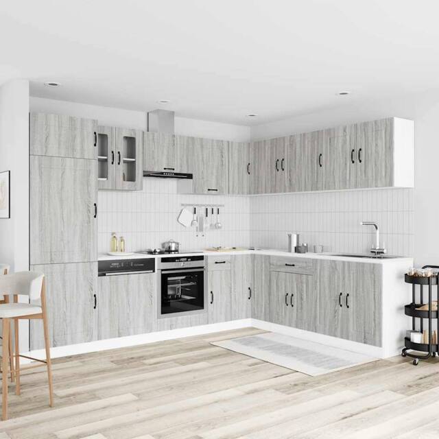 Berkfield Home Elegant 14 Piece Kitchen Cabinet Set Kalmar Grey Sonoma Engineere - image 1