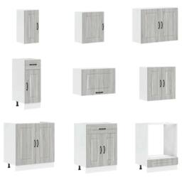 Berkfield Home Elegant 14 Piece Kitchen Cabinet Set Kalmar Grey Sonoma Engineere - thumbnail 4