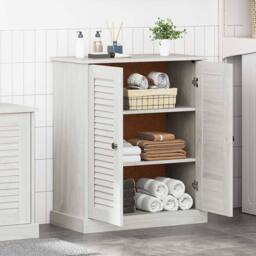 Berkfield Home Bathroom Cabinet with Storage White Solid pine wood - thumbnail 4
