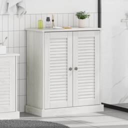 Berkfield Home Bathroom Cabinet with Storage White Solid pine wood - thumbnail 2