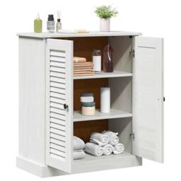 Berkfield Home Bathroom Cabinet with Storage White Solid pine wood - thumbnail 3