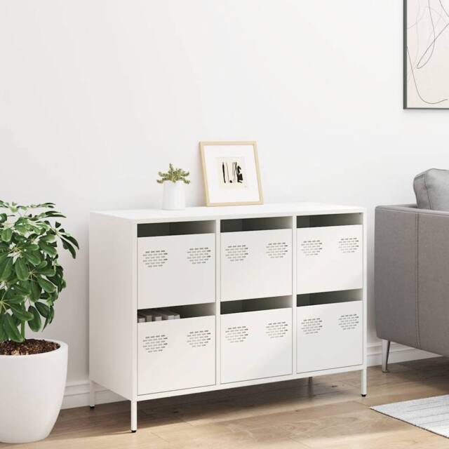 Berkfield Home Sideboard¬†White 101.5x39x73.5 cm Cold-rolled Steel in White - image 1
