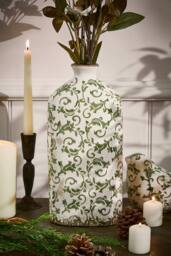 Dibor Vintage Luxury Irina Green Botanical Bottle Flower Vase H31 x W14cm in Cream - Size: Large - thumbnail 1