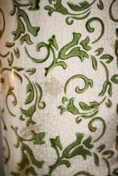 Dibor Vintage Luxury Irina Green Botanical Bottle Flower Vase H31 x W14cm in Cream - Size: Large - thumbnail 2