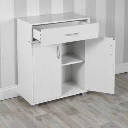 EONLION White Wooden Free Standing Cabinet Hallway Console Living Room Shelves - thumbnail 4