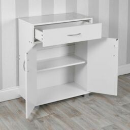 EONLION White Wooden Free Standing Cabinet Hallway Console Living Room Shelves - thumbnail 3