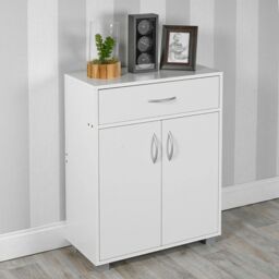 EONLION White Wooden Free Standing Cabinet Hallway Console Living Room Shelves
