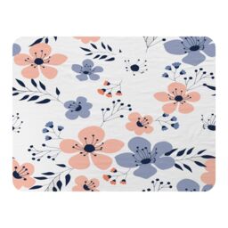 Benjamin Tate Design Pink & Blue Flowers Blanket in Natural - Size: 120 cm x 150 cm - thumbnail 1