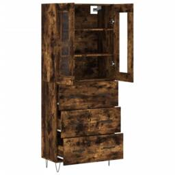 Berkfield Home Highboard Smoked Oak 69.5x34x180 cm Engineered Wood in Brown - thumbnail 4