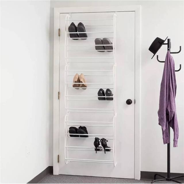 Kelvenix 12 Tier 180x57cm Hanging Shoe Storage Organiser, Over Door Shoe Rack in White - Size: 180x57 cm