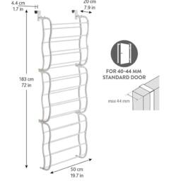 Kelvenix 12 Tier 180x57cm Hanging Shoe Storage Organiser, Over Door Shoe Rack in White - Size: 180x57 cm - thumbnail 2