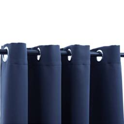 Berkfield Home Elegant Blackout Curtains with Metal Rings 2 pcs Blue 140x225 cm - thumbnail 1