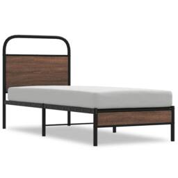 Berkfield Home Elegant Bed Frame without Mattress 75x190 cm Brown Oak Engineered Wood - thumbnail 3